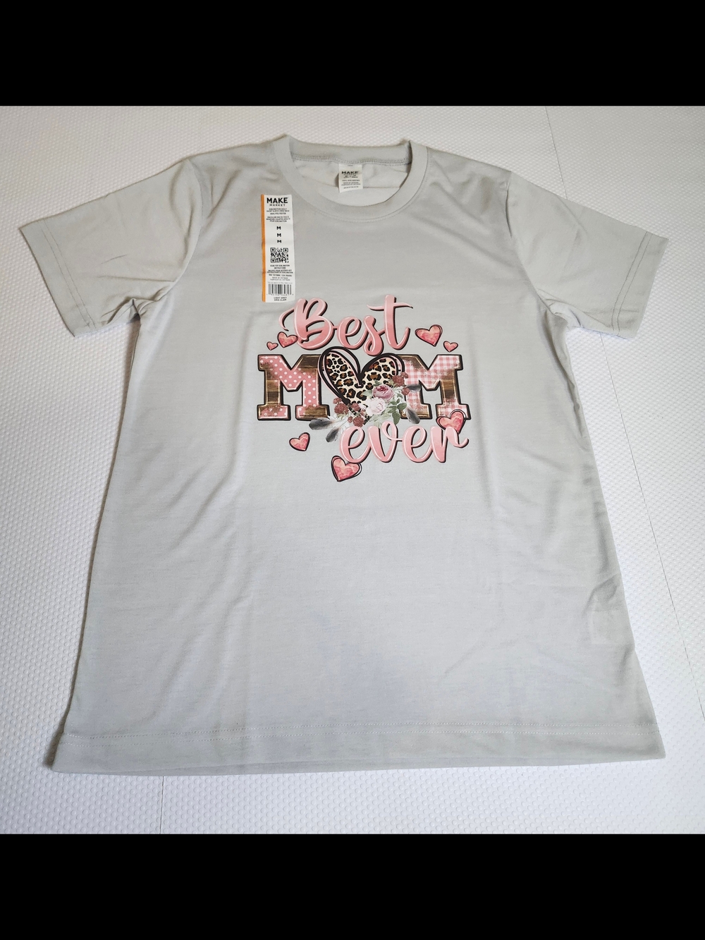 New Make Market " Best Mom Ever"  Light Gray Tee with Pink Lettering